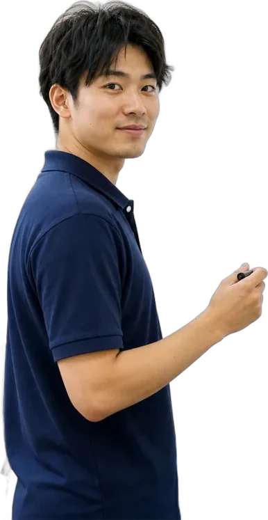ペンを持って案内する講師